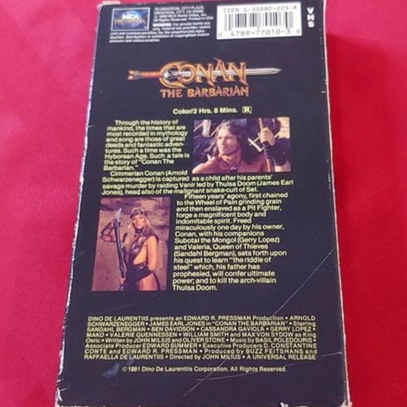 1990 V.H.S. COPY OF THE 1982 FILM, CONAN THE BARBARIAN!!! - Picture 3 of 3